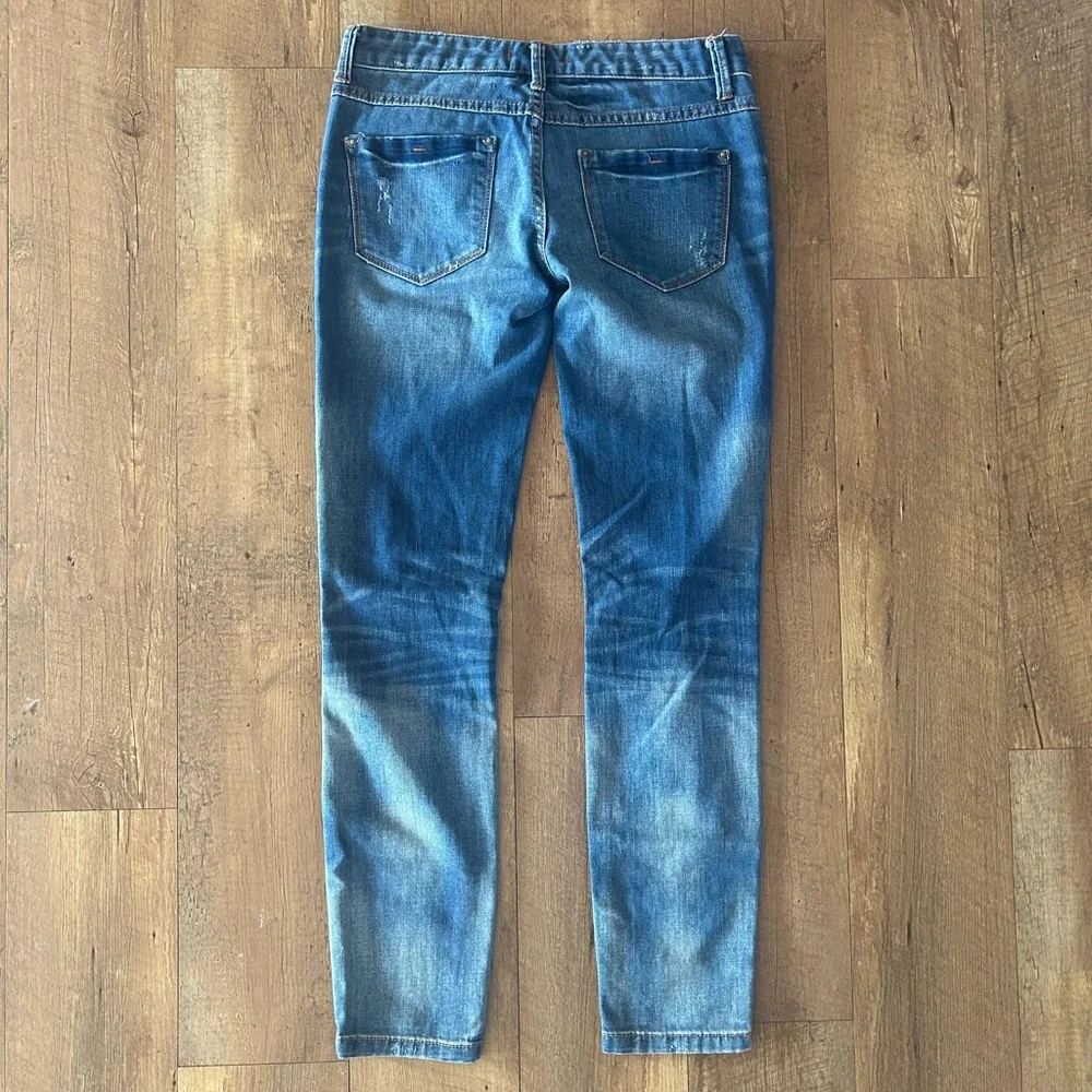 Free People Distressed Skinny Jeans W25 | Mid Rise Stretch Medium Wash - Picture 8 of 12